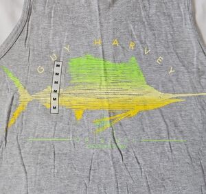 Guy Harvey Gray Tank Top with Yellow and Green Graphic